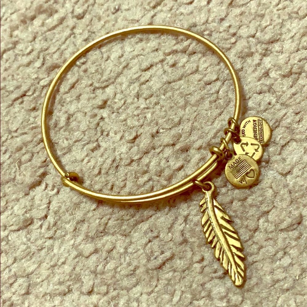 Alex and Ani Gold Feather Charm Bracelet